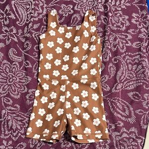 Charming Floral Kids Romper in Brown
